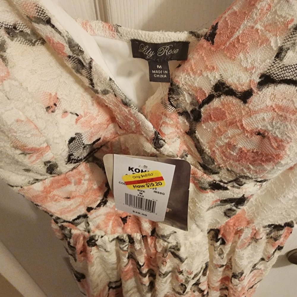 White and pink floral dress